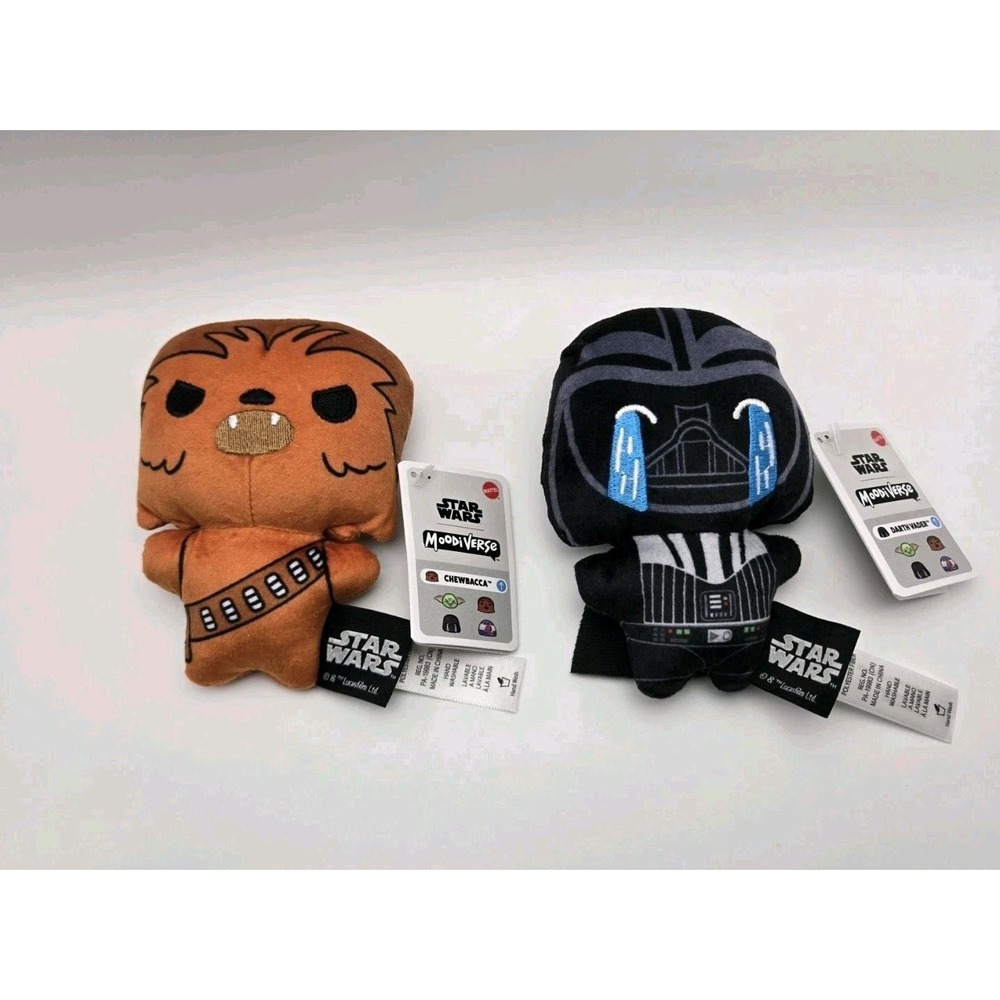 Star Wars Moodiverse 4" Plush Lot Chewbacca & Darth Vader Bundle Mattel New